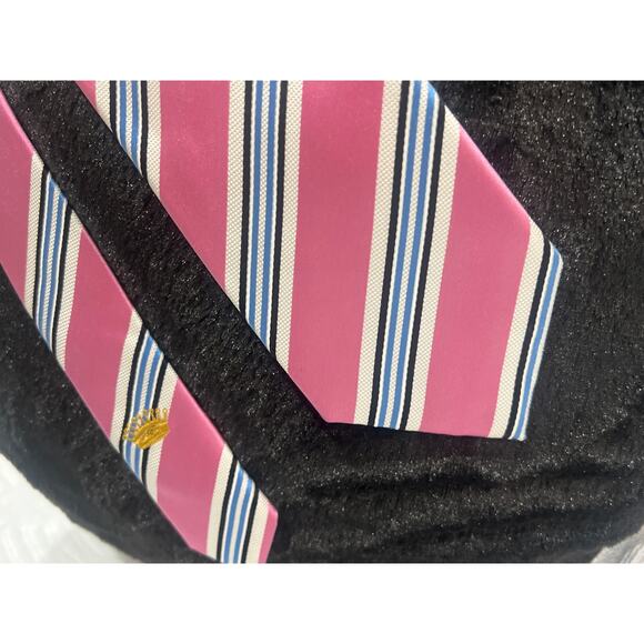 Countess Mara Pink 100% Silk Tie Logo Lined Elegant Classic 58.5” - Picture 5 of 10